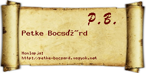 Petke Bocsárd névjegykártya